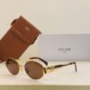 CLINE22 Lunettes de soleil CELINE Triomphe CL4S254 doré marron avec pochette bandoulière