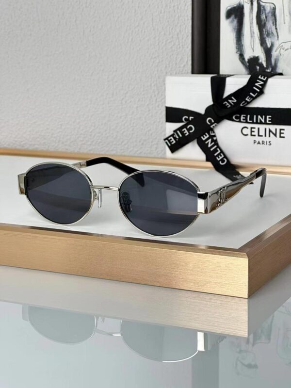 CLINE44 Lunettes de soleil CELINE Triomphe CL4S254 doré marron avec pochette bandoulière