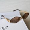 CLINE77 Lunettes de soleil CELINE Triomphe CL4S254 doré marron avec pochette bandoulière
