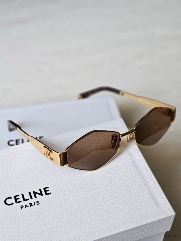 CLINE77 Lunettes de soleil CELINE Triomphe CL4S254 doré marron avec pochette bandoulière
