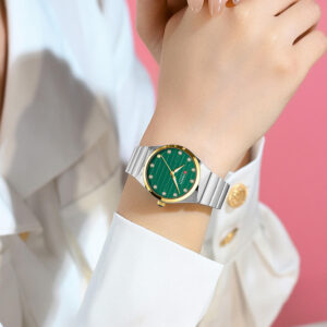 CURREN 9110 Montre Femme Élégante – Acier Inoxydable Quartz Classique Business Luxe