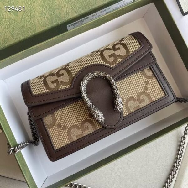 GUI1 Gucci Dionysus Super Mini Jumbo GG Camel/Ebony | Sac Luxe Femme Maroc - HadarPrestige